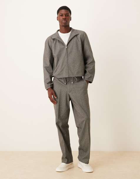ASOS DESIGN smart co-ord track in grey herringbone - view 1