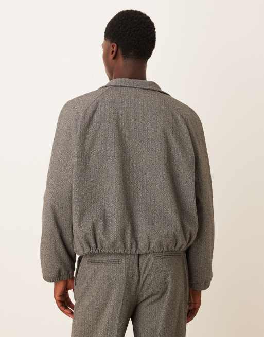 ASOS DESIGN smart co-ord track jacket in grey herringbone, 3 of 5
