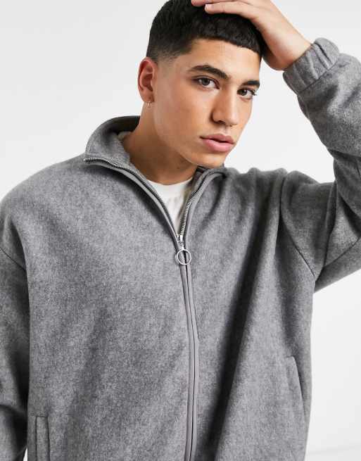 ASOS DESIGN smart co-ord wool look track jacket in grey melange