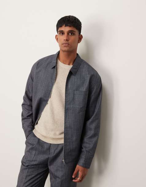 ASOS DESIGN smart co-ord zip through shirt jacket in blue - view 1