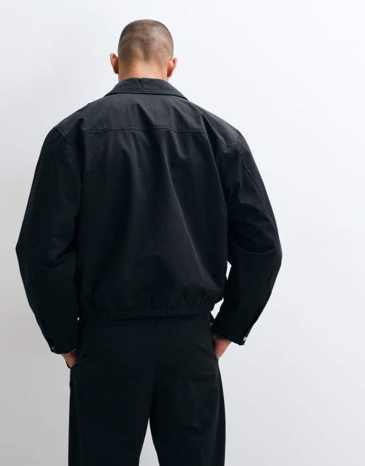 ASOS DESIGN smart co-ords harrington jacket in black cotton, 5 of 5