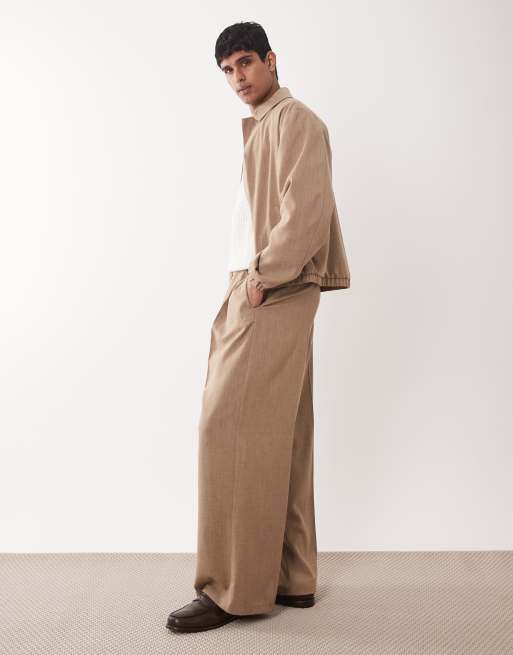 ASOS DESIGN smart co-ords loose leg elasticated waist in beige, 3 of 5