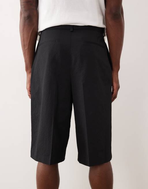 ASOS DESIGN smart co-ords oversized bermuda shorts in black seersucker, 5 of 5