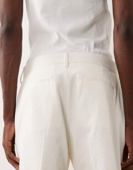 ASOS DESIGN smart co-ords regular shorts in white seersucker, 5 of 5