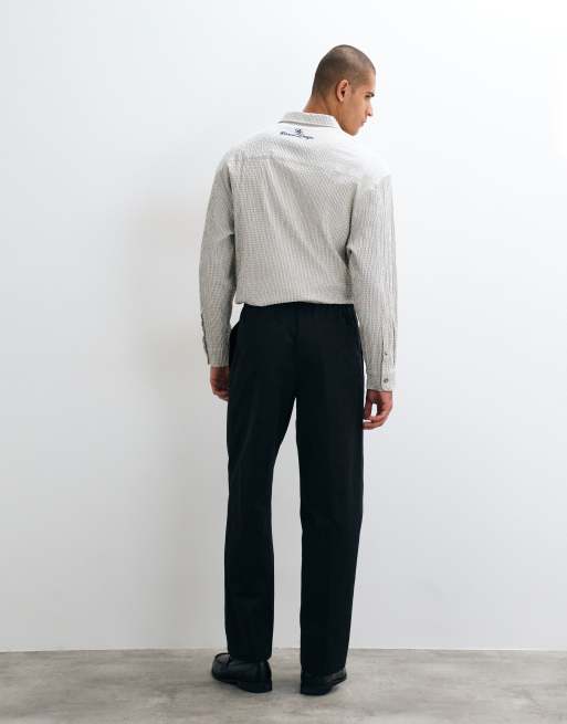 ASOS DESIGN smart co-ords wide pants in black cotton, 4 of 5