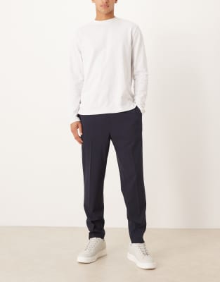 Asos Design Smart Comfort Stretch Tapered Fit Pants In Blue