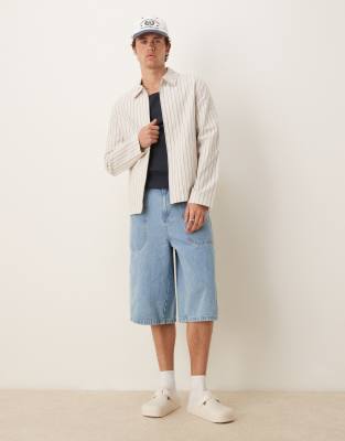 Asos Design Smart Cotton Blend Harrington Jacket In Neutral
