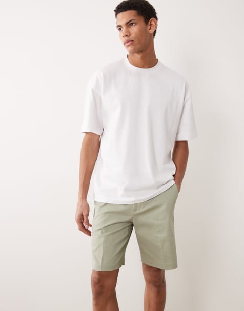 ASOS DESIGN smart cotton rich regular chino shorts in sage green - view 1