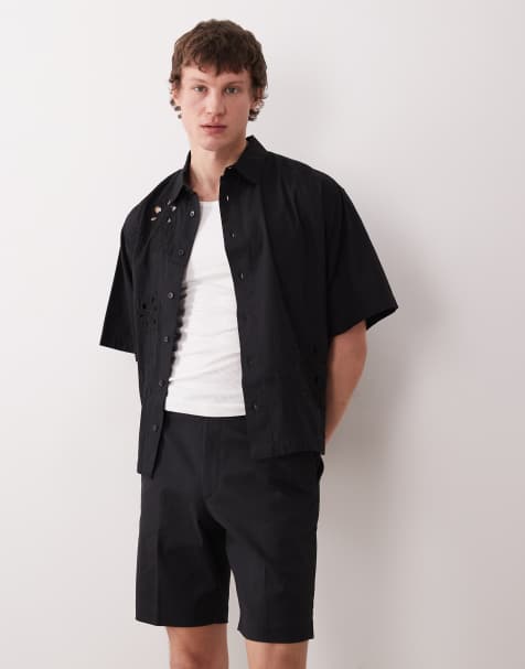 ASOS DESIGN smart cotton rich slim chino shorts in black - view 1