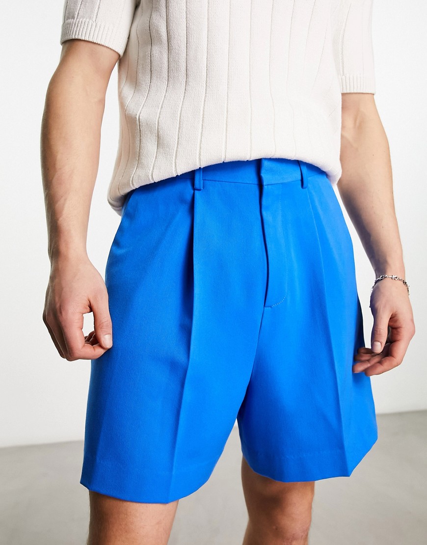 ASOS DESIGN smart cropped bermuda shorts in blue