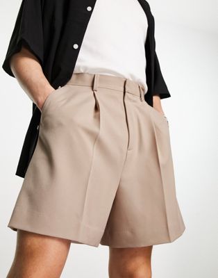 ASOS DESIGN smart cropped bermuda shorts in stone - ASOS Price Checker