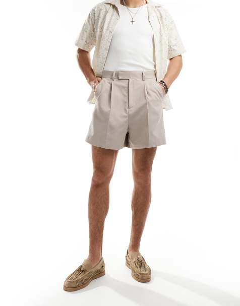 ASOS DESIGN smart cropped bermuda shorts in stone - view 1