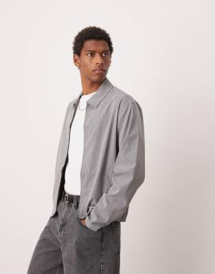 Asos Design Smart Cropped Harrington Jacket In Gray