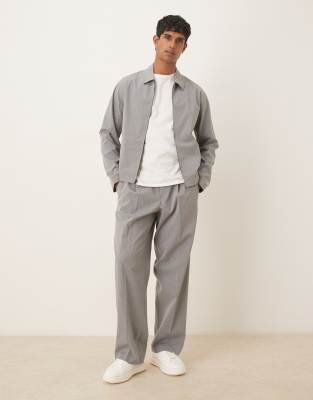 Asos Design Smart Cropped Harrington Jacket In Gray