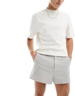 ASOS DESIGN smart cropped shorts in light grey - view 1