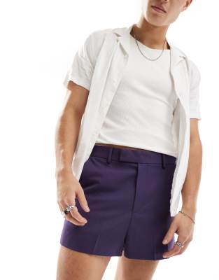 ASOS DESIGN smart cropped shorts in purple