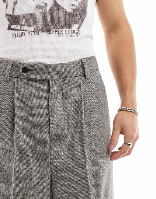 ASOS DESIGN smart cropped trousers in grey micro texture