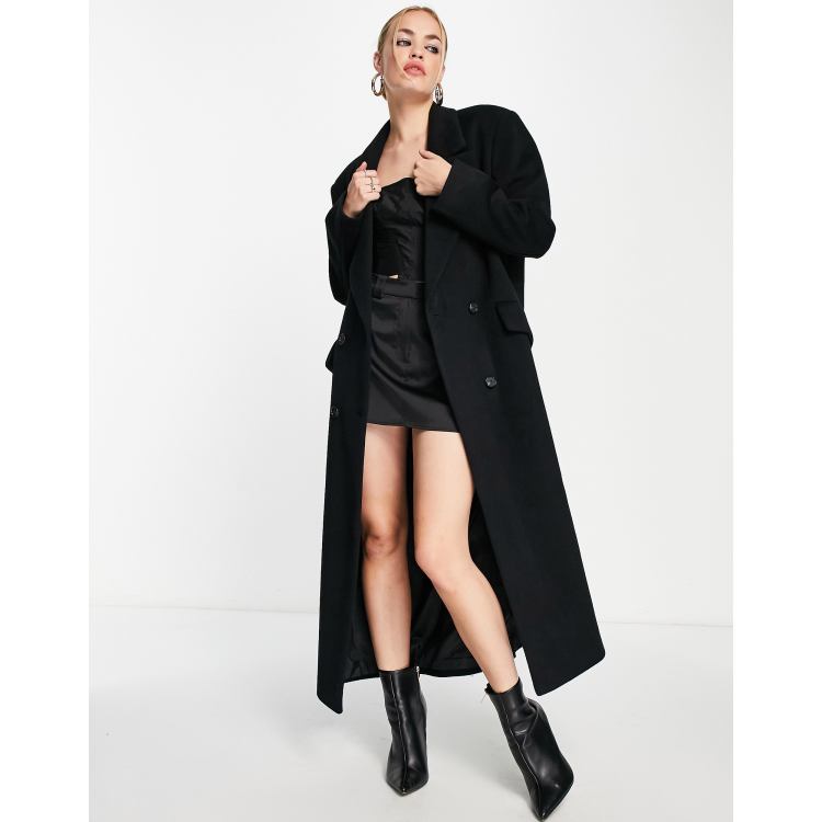 ASOS DESIGN smart dad coat in black