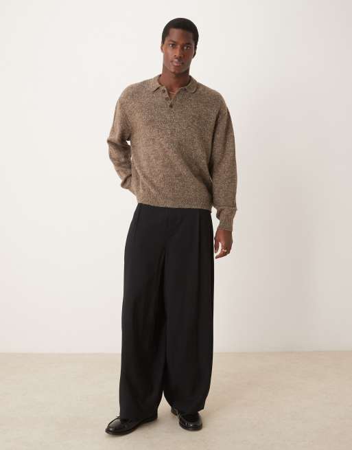 ASOS DESIGN smart extreme tapered pants with front pleats in black