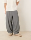 [ASOS DESIGN] ASOS DESIGN smart extreme tapered pants with front pleats in grey W30 GREY