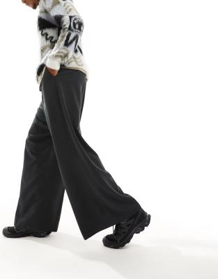 Soft Black Wide Leg Smart Denim Pants main image 0