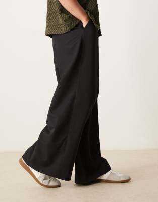 Asos Design Smart Extreme Wide Leg Pants In Black