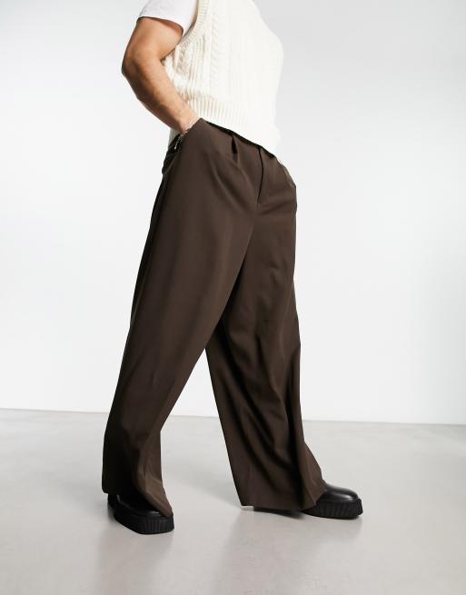 ASOS DESIGN smart extreme wide leg pants in chocolate brown