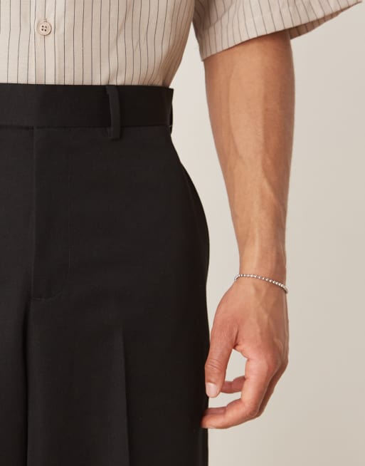 ASOS DESIGN smart extreme wide leg pants with front pleat in black