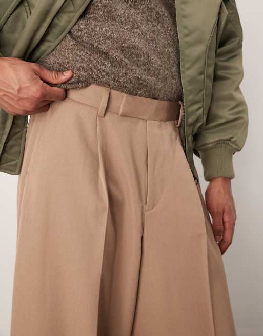 ASOS DESIGN smart extreme wide leg pants with front pleat in camel, 5 of 5