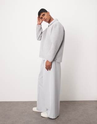 Asos Design Smart Extreme Wide Leg Pants With Front Pleat In Gray