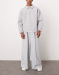 [ASOS DESIGN] ASOS DESIGN smart extreme wide leg pants with front pleat in light grey W28 L30 Light grey