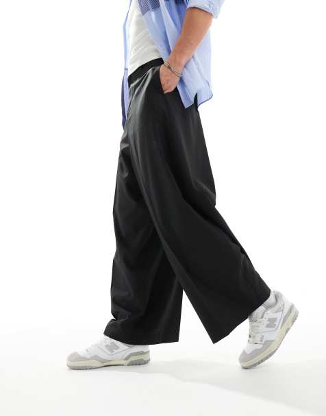 ASOS DESIGN smart extreme wide leg trouser in black - view 1