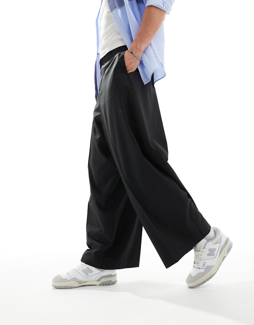 ASOS DESIGN smart extreme wide leg trouser in black