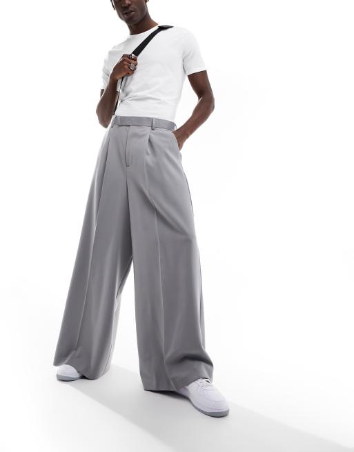 ASOS DESIGN wide leg trouser in grey