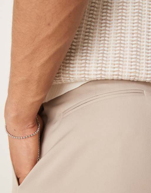 ASOS DESIGN extreme wide leg dress pants with front pleats in stone