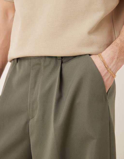 ASOS DESIGN extreme wide leg dress pants with front pleats in green