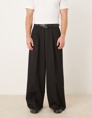 Asos Design Smart Extreme Wide Pants In Black