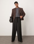 [ASOS DESIGN] ASOS DESIGN smart extreme wide pants with belt in black W30 L32 BLACK