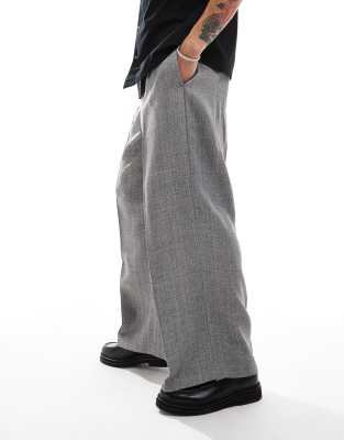 smart extreme wide sweatpants in gray with long drawcord