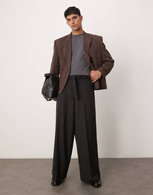 ASOS DESIGN ASOS DESIGN smart extreme wide trousers with belt in black