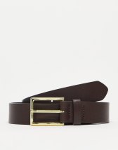 ASOS DESIGN smart faux leather belt with silver buckle in black