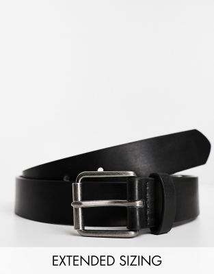 smart faux leather belt with roller buckle in black