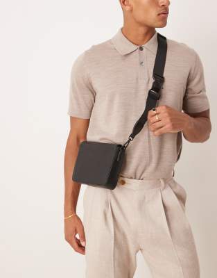 smart faux leather crossbody bag in black