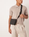 [ASOS DESIGN] ASOS DESIGN smart faux leather crossbody bag in black No Size BLACK