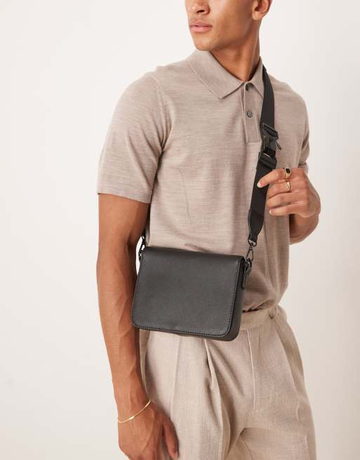ASOS DESIGN smart faux leather crossbody bag in black