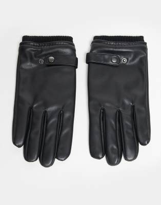 ASOS DESIGN ASOS DESIGN smart faux leather gloves in black