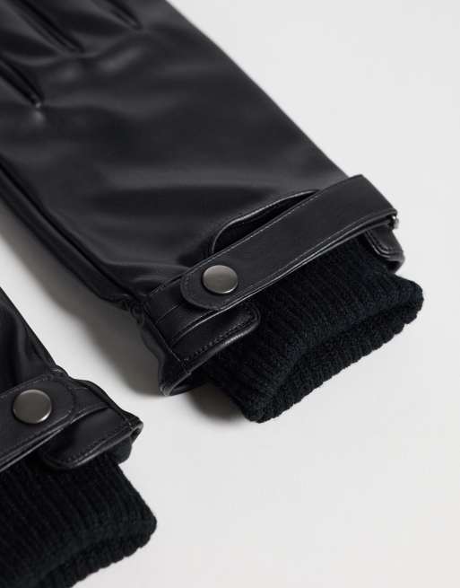 ASOS DESIGN smart faux leather gloves in black, 2 of 3