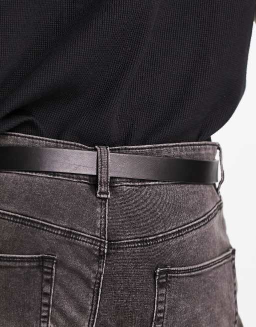 Mens Smart Black Leather Jeans Belt