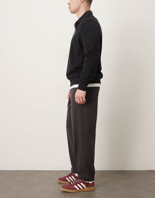 ASOS DESIGN smart flannel relaxed tapered pants with elasticated waist in charcoal, 3 of 5
