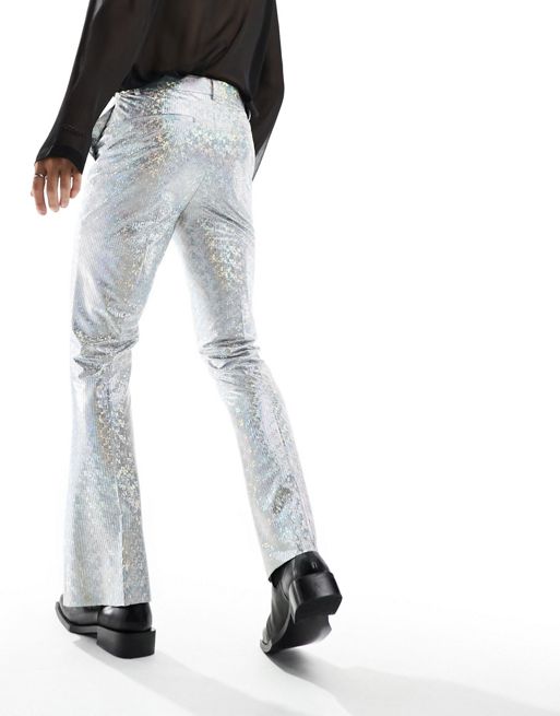 Silver Sequin Men's Disco Pants